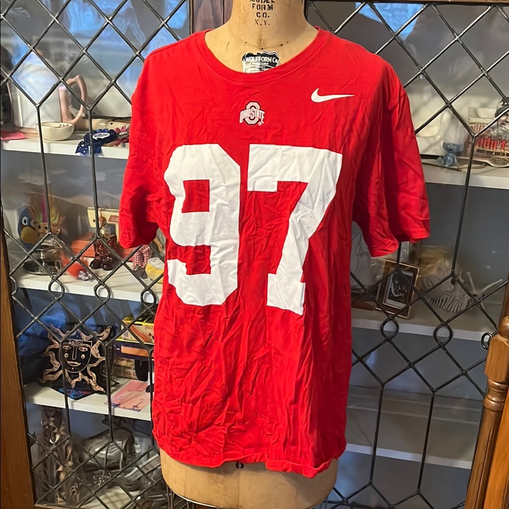 Nike Men’s Red Short Sleeve #97 Graphic Tee with White Logos